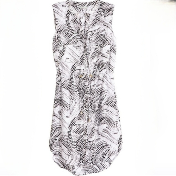 H&M White Black Gray Patterned Sleeveless Shirt Dress Size 2 - Picture 2 of 16